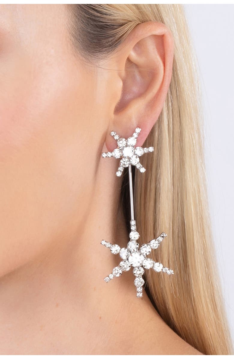 EYE CANDY LOS ANGELES North Star Crystal Statement Drop Earrings, Alternate, color, Silver