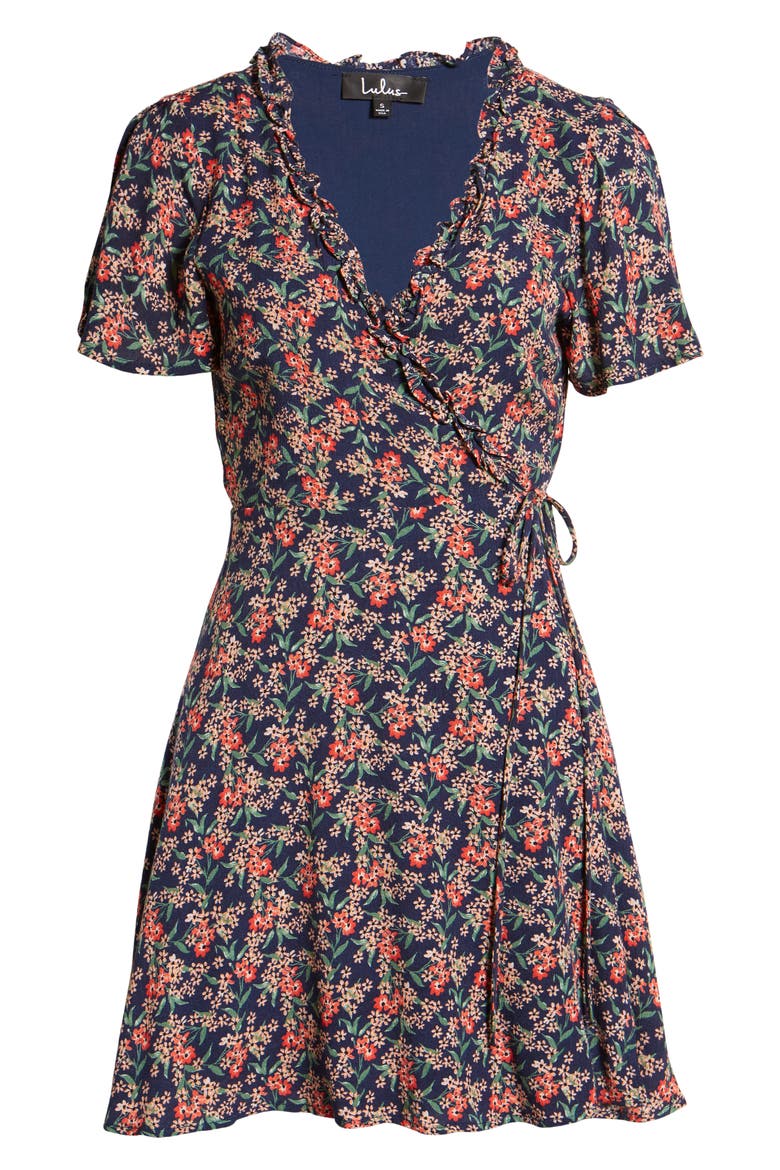 Audacious Audrey Floral Wrap Dress, Alternate, color, BLUE FLORAL PRINT