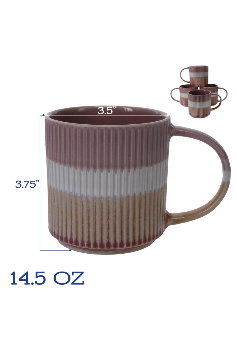 Set of 4 Tricolor Mugs, Alternate, color, MAUVE