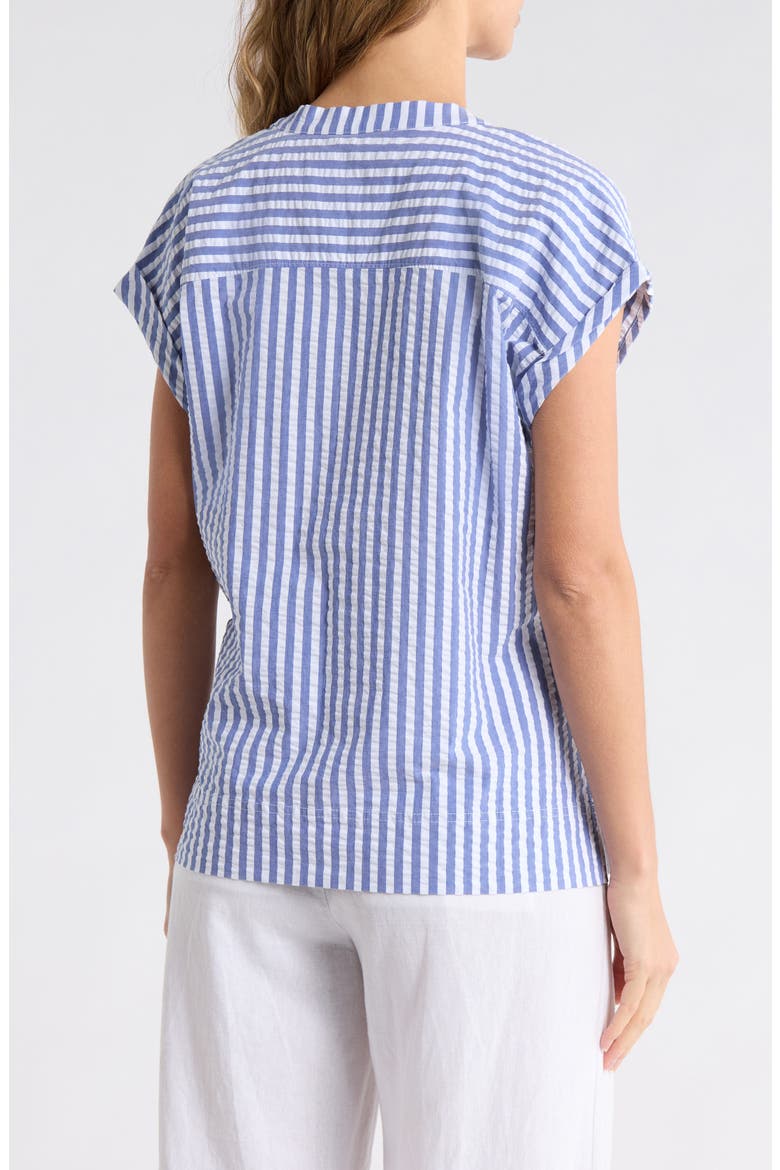 Frond Harbor Stripe Seersucker Top, Alternate, color, COBALT HAZE