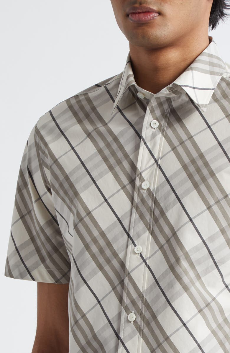 Burberry Check Short Sleeve Cotton Poplin Button-Up Shirt, Alternate, color, Cotton Ip Check