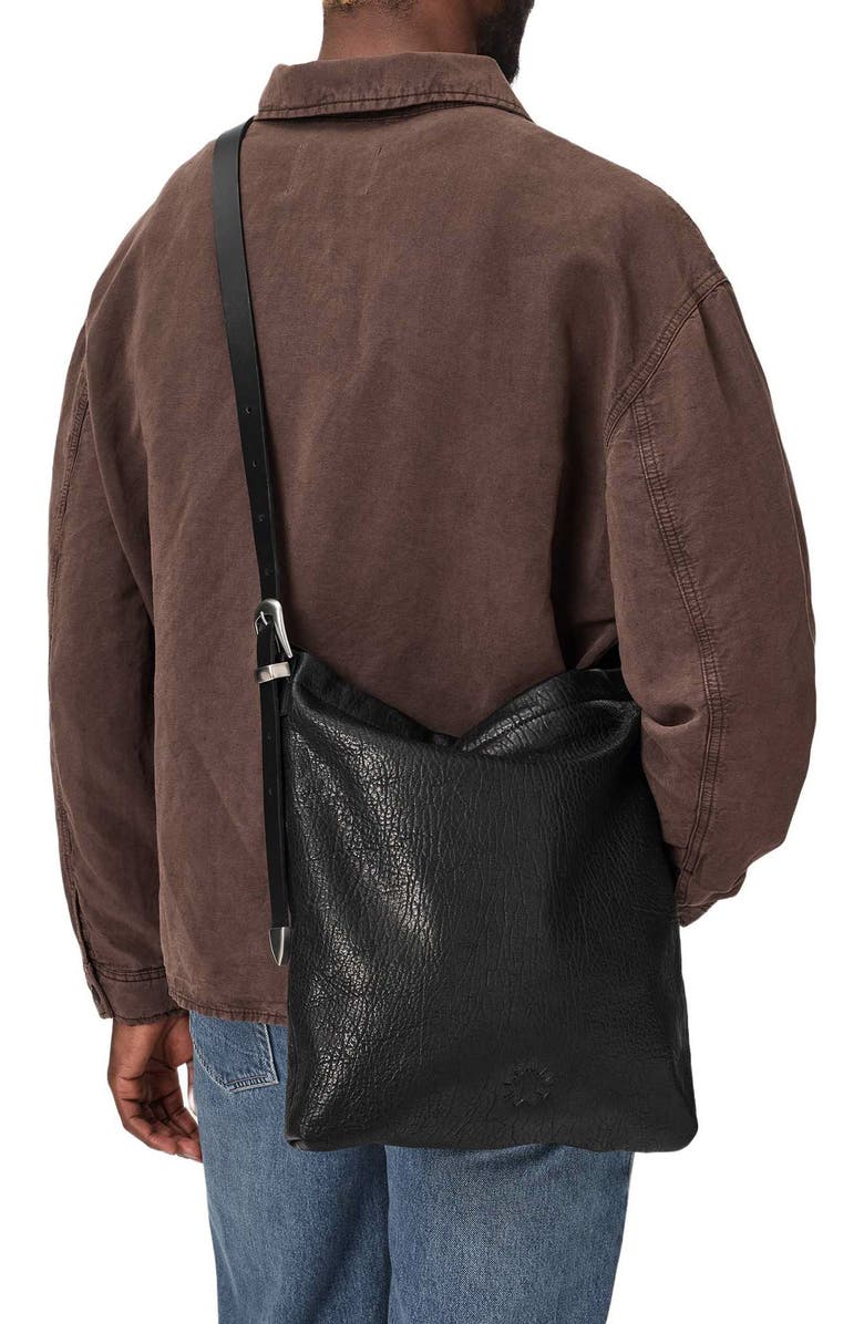 AllSaints Haven Leather Crossbody Bag, Alternate, color, Black