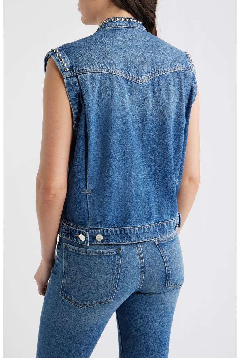 Mav Studded Denim Vest, Alternate, color, VINTAGE INDIGO
