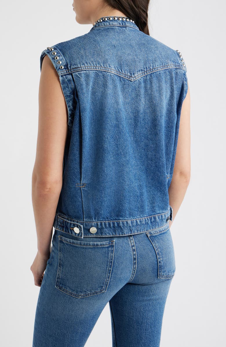 AllSaints Mav Studded Denim Vest, Alternate, color, Vintage Indigo