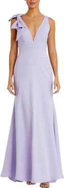Mac Duggal Sleeveless V Neck Bow Detail Mermaid Gown