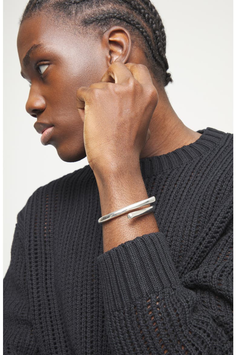 Sterling Silver-Plated Bracelet In The Shape Of Crossed Tubes, Alternate, color, Silver