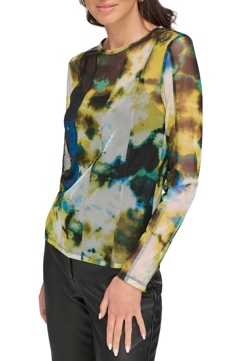 Tie Dye Mesh Top, Alternate, color, CITRINE/ BLACK MULTI