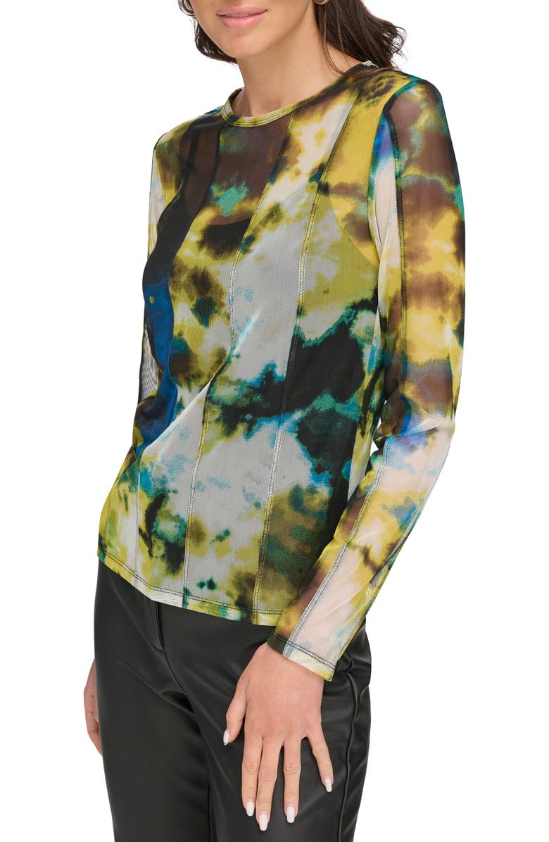 DKNY Tie Dye Mesh Top, Alternate, color,
