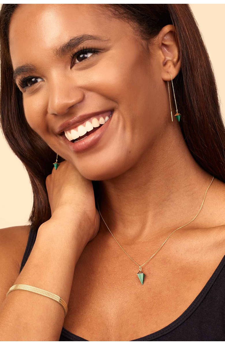 Oradina 14K Gold Prism Point Pendant Charm, Alternate, color, Gold - Black Onyx