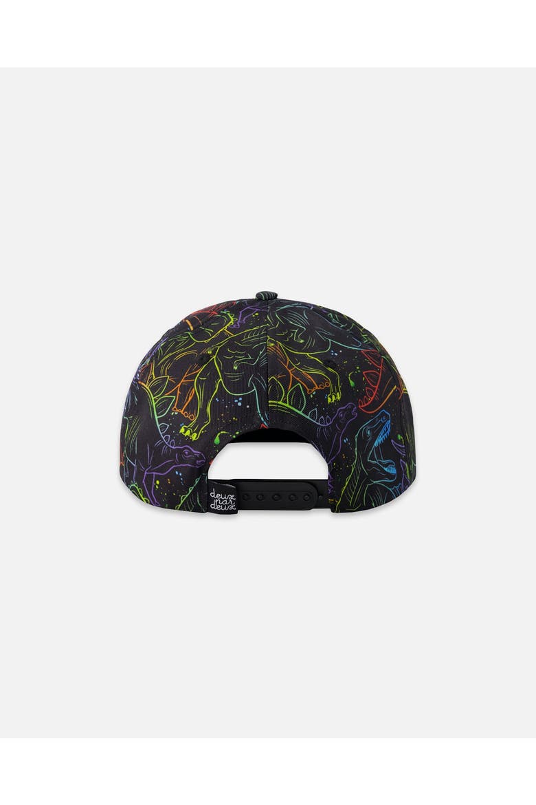 Flat Brim Dinosaur Print Cap, Alternate, color, Black Dinosaur Print