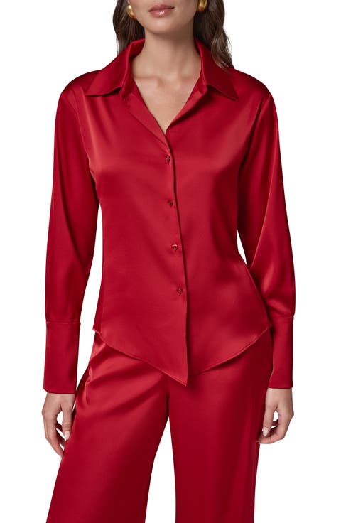 Satin Button Front Shirt