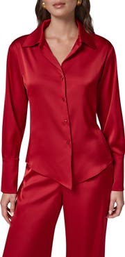 Donna Karan New York Satin Button Front Shirt
