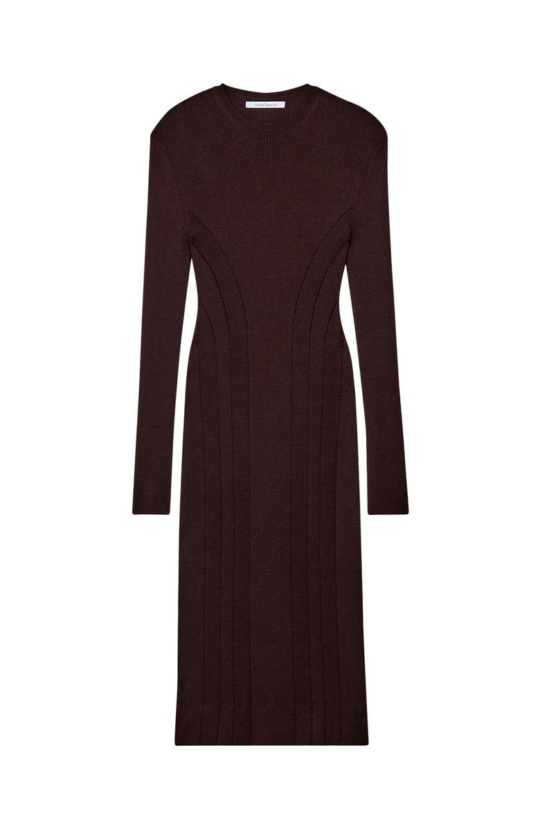 Another Tomorrow Rib Knitwear Dress, Alternate, color, Chocolate
