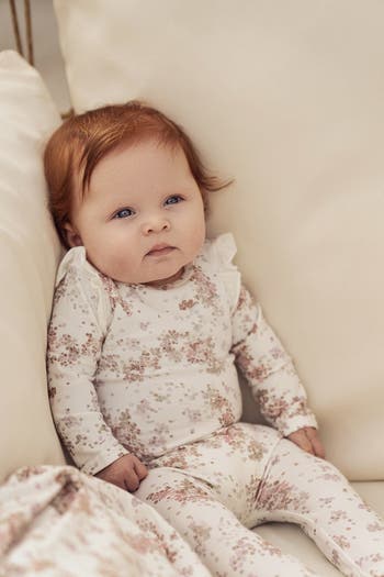 Blooming Ruffle Accent Cotton Footie