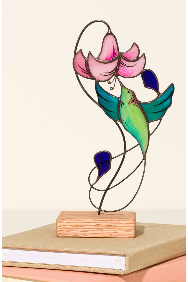 Joyful Hummingbird Stained Glass Sculpture by AVGUL Oleg Avgul, Alternate, color, Multi