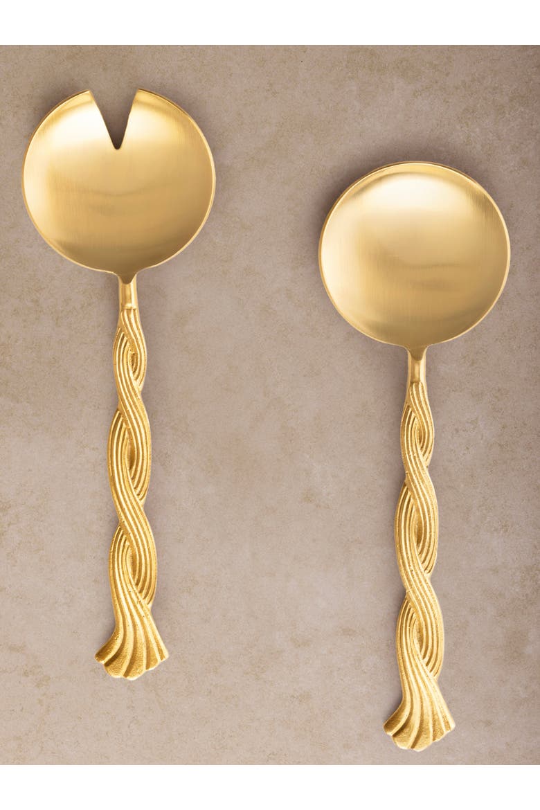 Santiago Salad Servers, Set of 2, Main, color, Gold