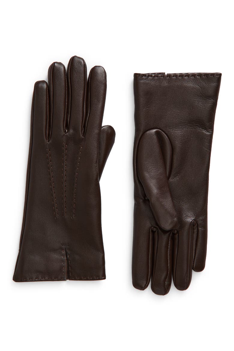 Florence Leather Gloves, Main, color, ESPRESSO