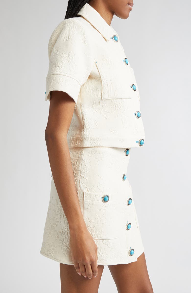 L'AGENCE Chita Crop Short Sleeve Jacket, Alternate, color, Ivory