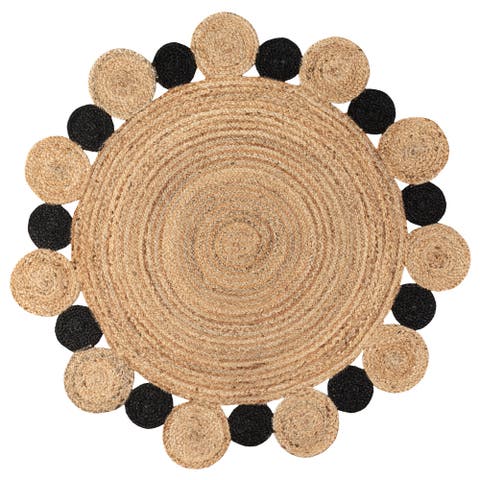 Ayana Two-Tone Jute Hippy Circle Round Area Rug