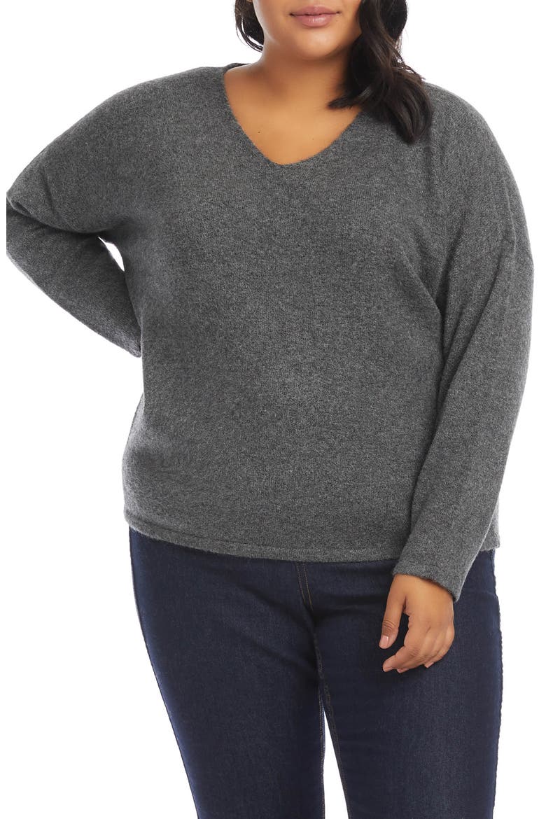 V-Neck Sweater, Main, color, DARK HEATHER GREY