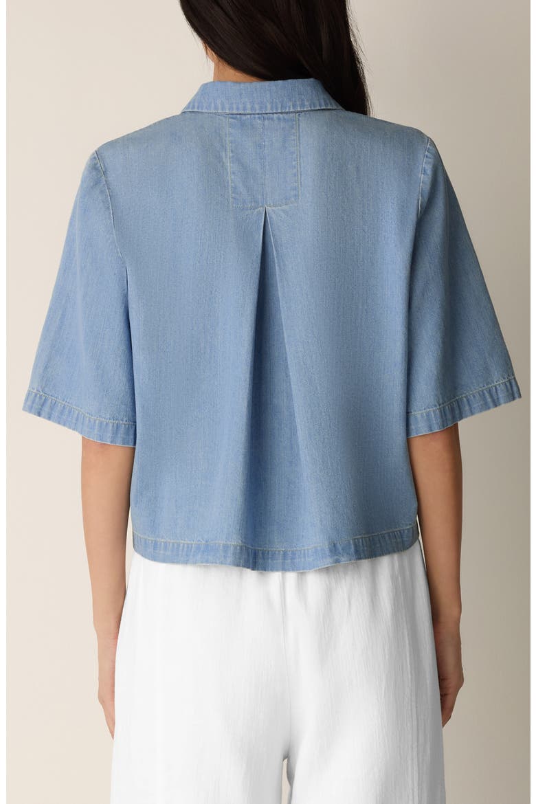 Classic Collar Short Sleeve Button-Up Shirt, Alternate, color, LIGHT WASH