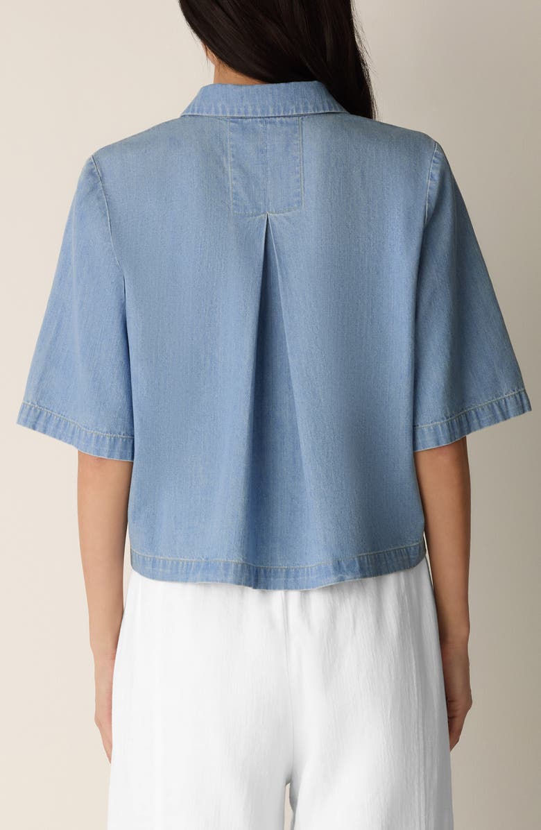 Eileen Fisher Classic Collar Short Sleeve Button-Up Shirt, Alternate, color,