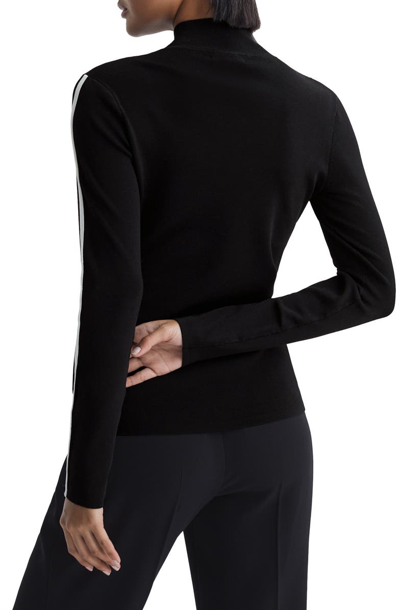 Reiss Anna Asymmetric Stripe Mock Neck Top, Alternate, color, Black White