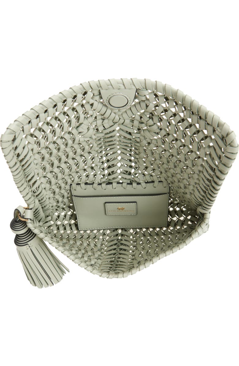 Anya Hindmarch Neeson Herringbone Woven Leather Tassel Clutch, Alternate, color, Iceberg