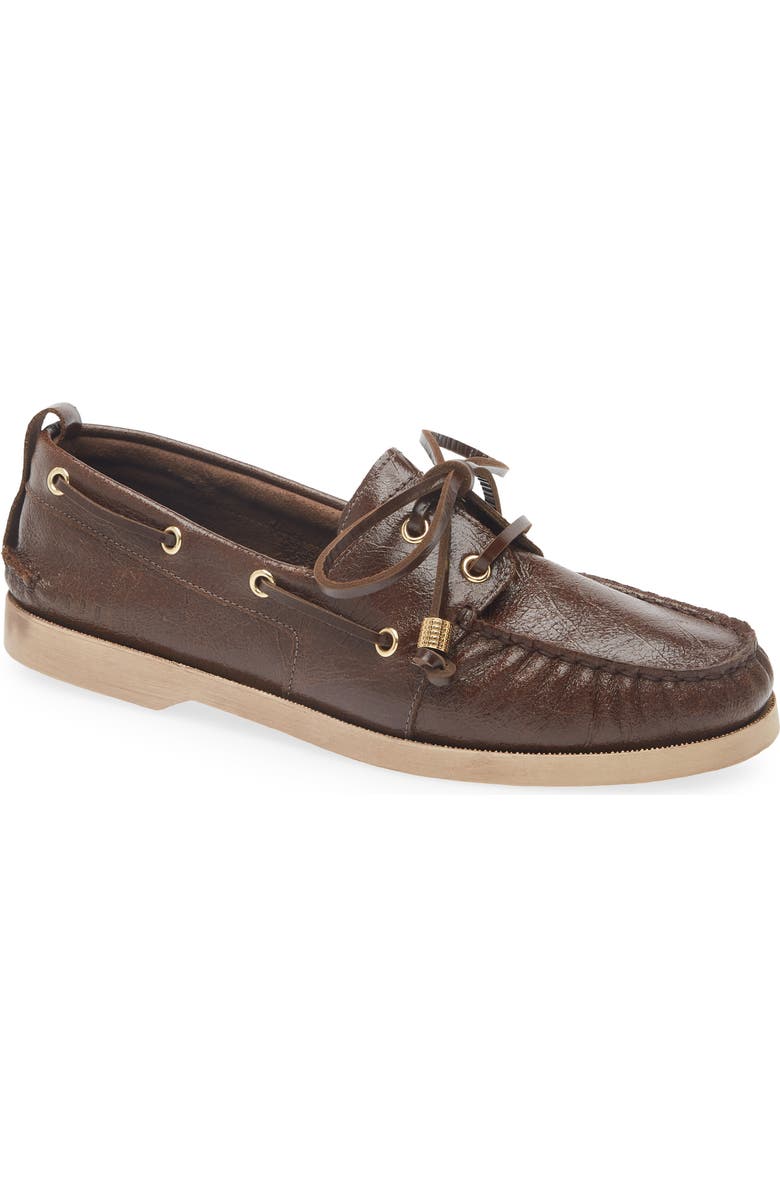 Golden Goose Moc Toe Boat Shoe, Main, color, Dark Brown