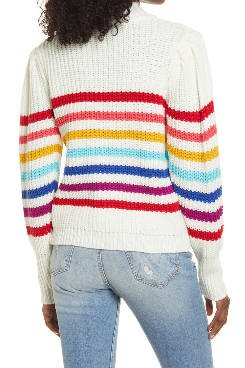 Rainbow Stripe Sweater, Alternate, color, IVORY MULTI