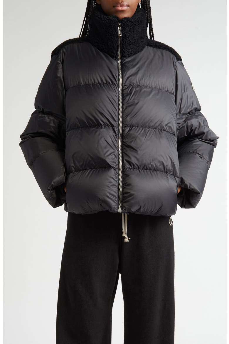 x Rick Owens Cyclopic Genuine Shearling Trim Down Puffer Jacket