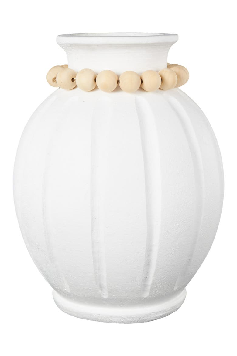 Beaded Vase, Main, color, WHITE