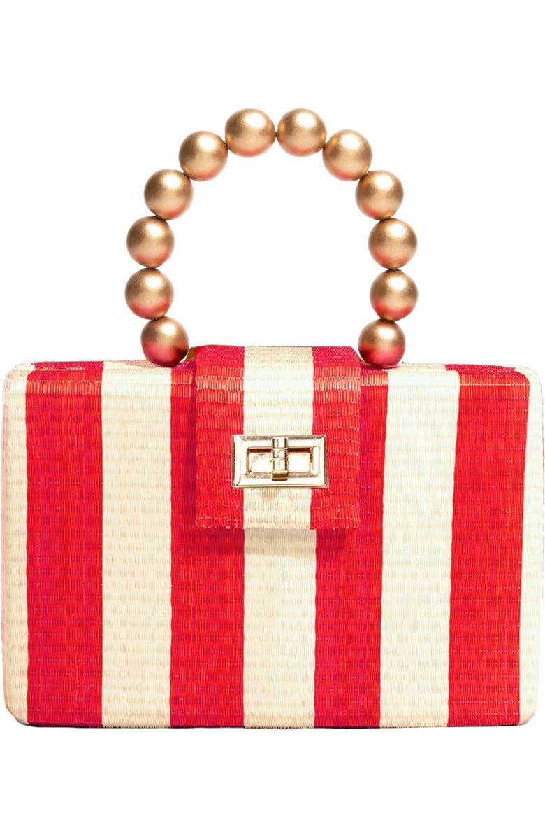 Soli & Sun THE LOUISA Woven Straw Clutch Bag, Main, color, Red & Cream