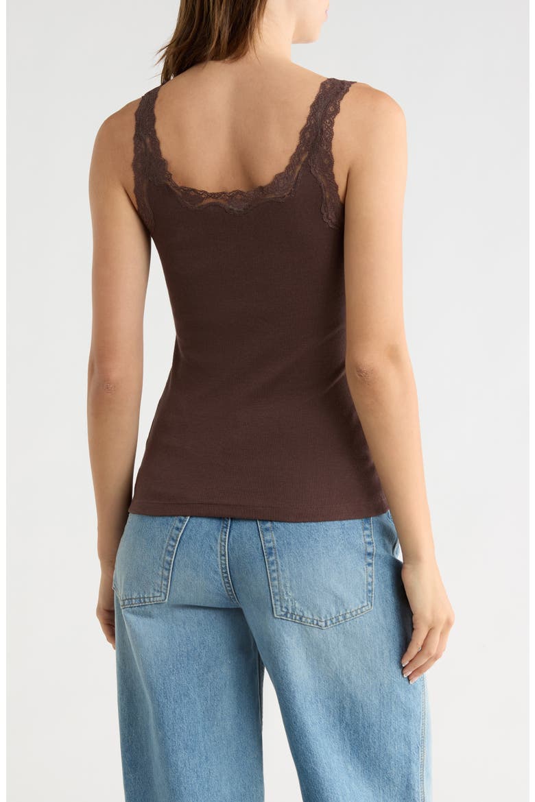 Lace Trim Tank, Alternate, color, BROWN SEAL