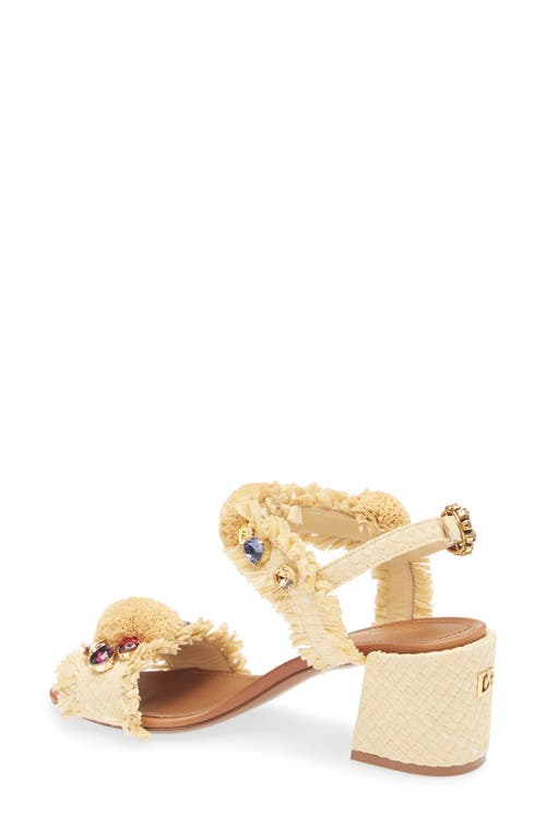 Dolce & Gabbana Embroidered Sandal With Fringes In Sand
