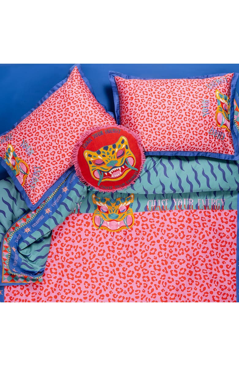 Zsa Zsa Zsu Lahor 300 Tc E.King Size 100% Cotton Satin Duvet Cover Set 102X87 In Maximalist, Main, color, Pink