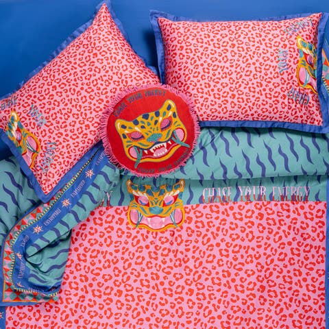 Lahor 300 Tc E.King Size 100% Cotton Satin Duvet Cover Set 102X87 In Maximalist