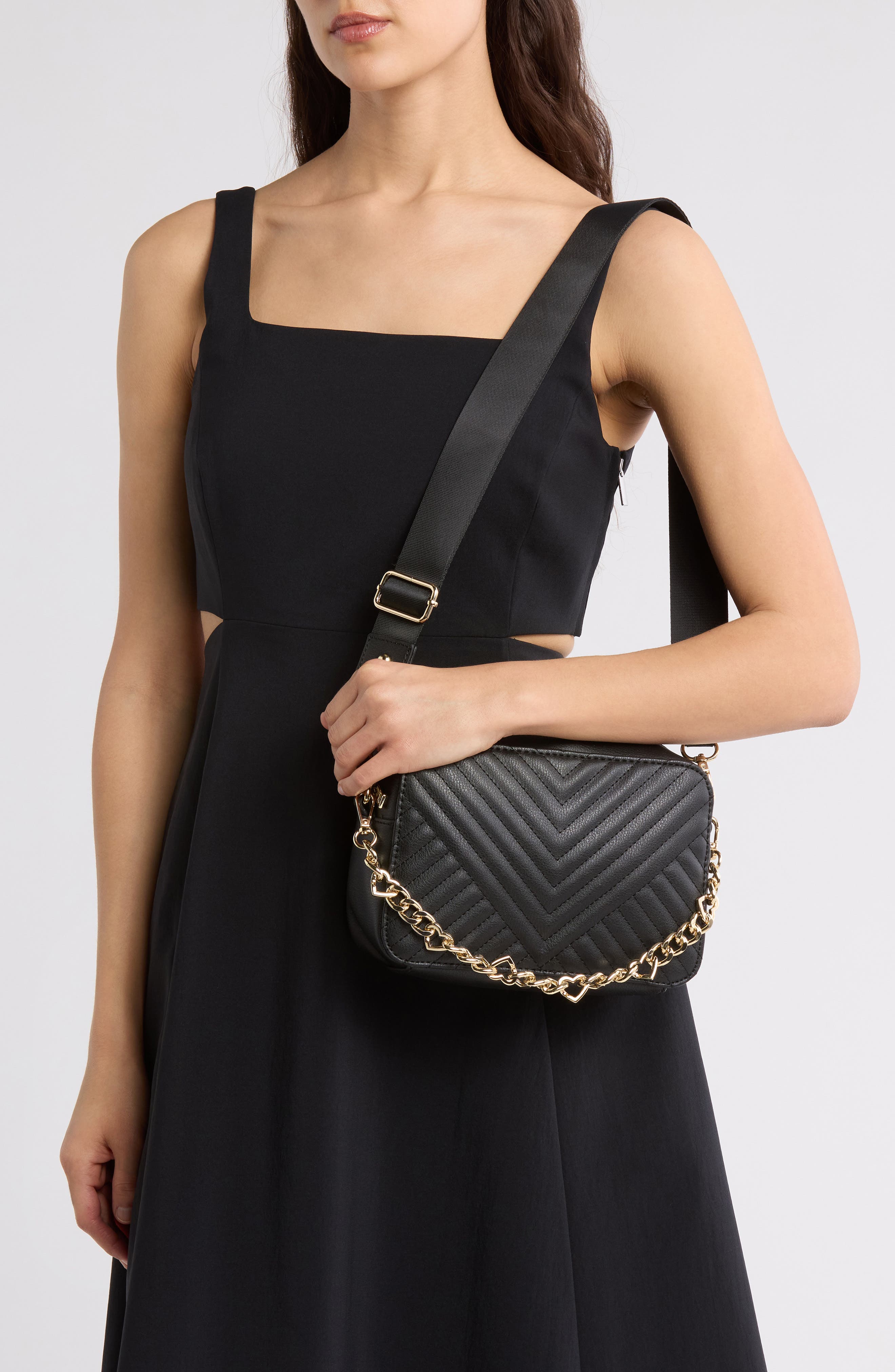 Madden Girl Quilted Camera Crossbody Bag, Alternate, color, 