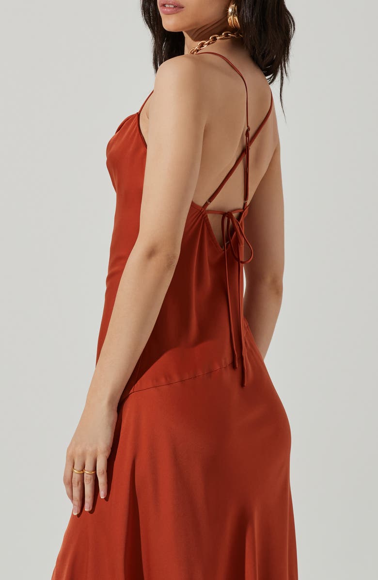 ASTR the Label Cowl Neck Midi Dress, Alternate, color, Rust
