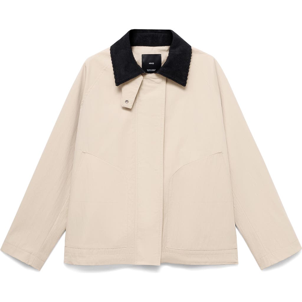 Mango Corduroy Collar Jacket In Gray