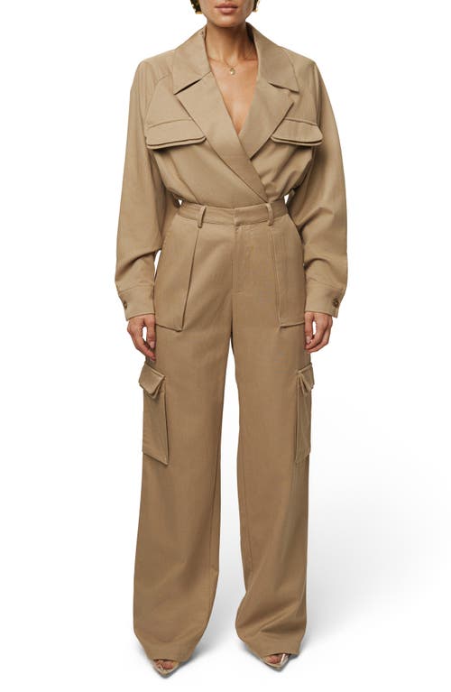 Jluxlabel Sculpted High Waist Cargo Pants In Brown