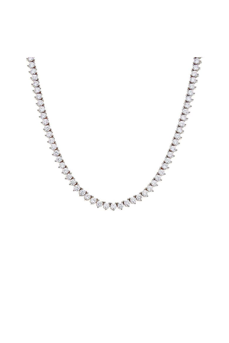 Three Prong Tennis Necklace, Main, color, Silver 1