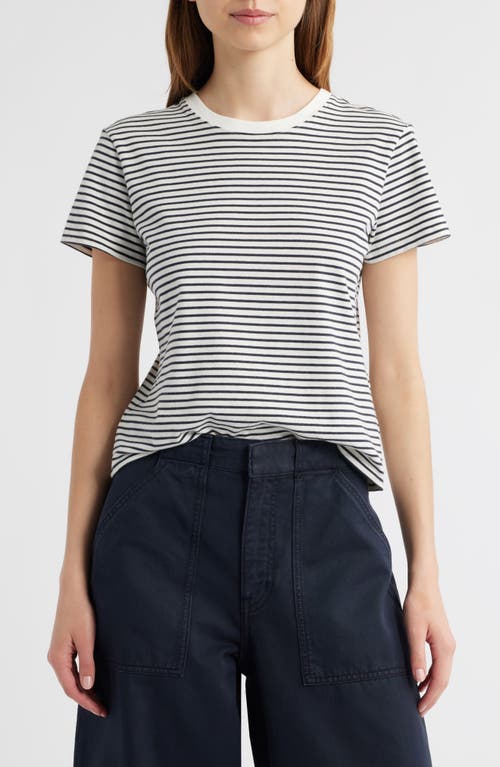 Frame Womens Navy Multi Baby Striped Cotton T-shirt In Gray