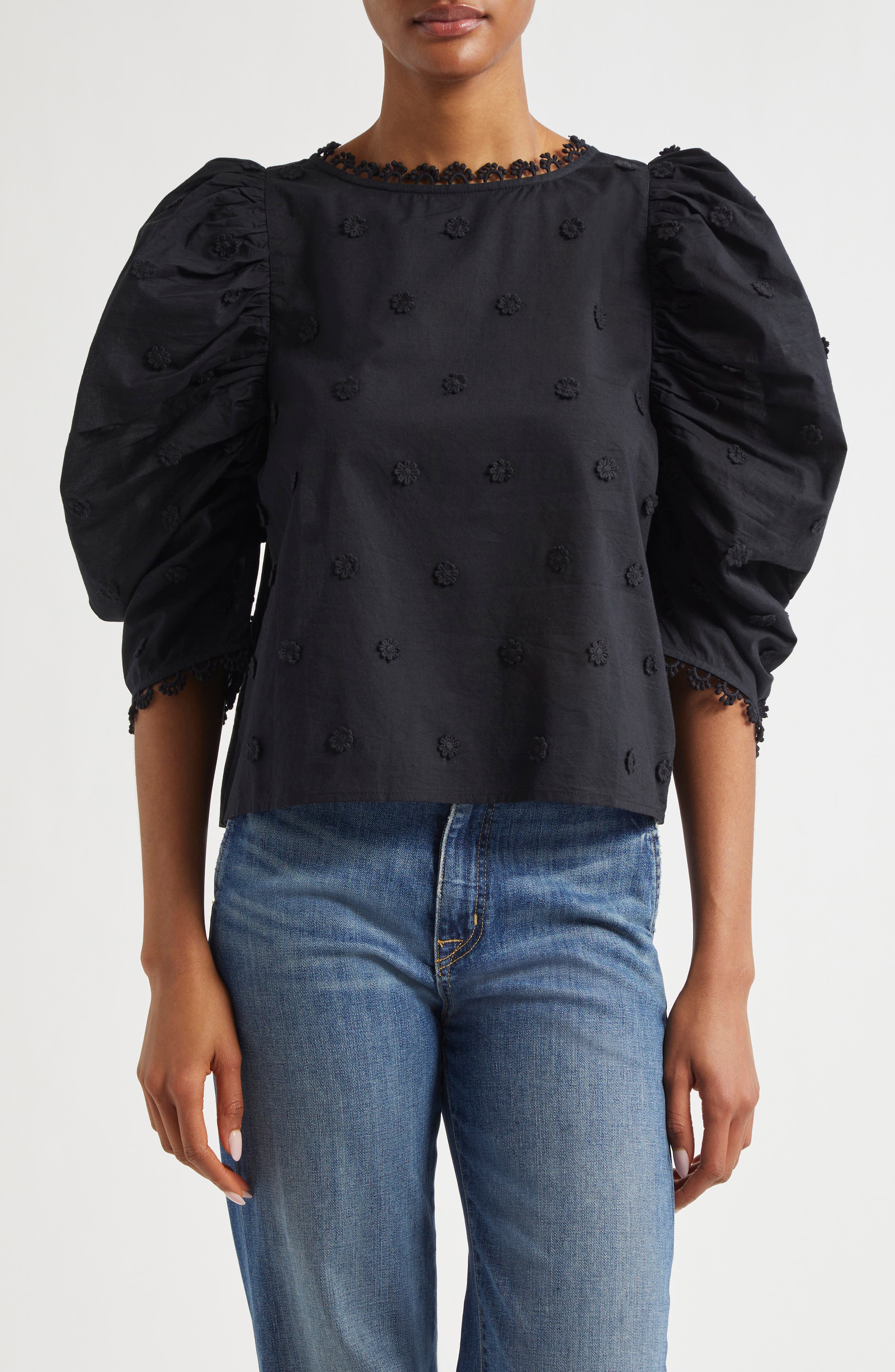 FARM Rio Floral Applique Cotton Top (Women) | Nordstrom