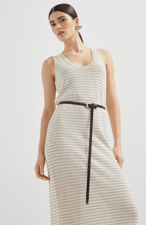 Brunello Cucinelli Stripe Scoop-neck Midi Dress In White