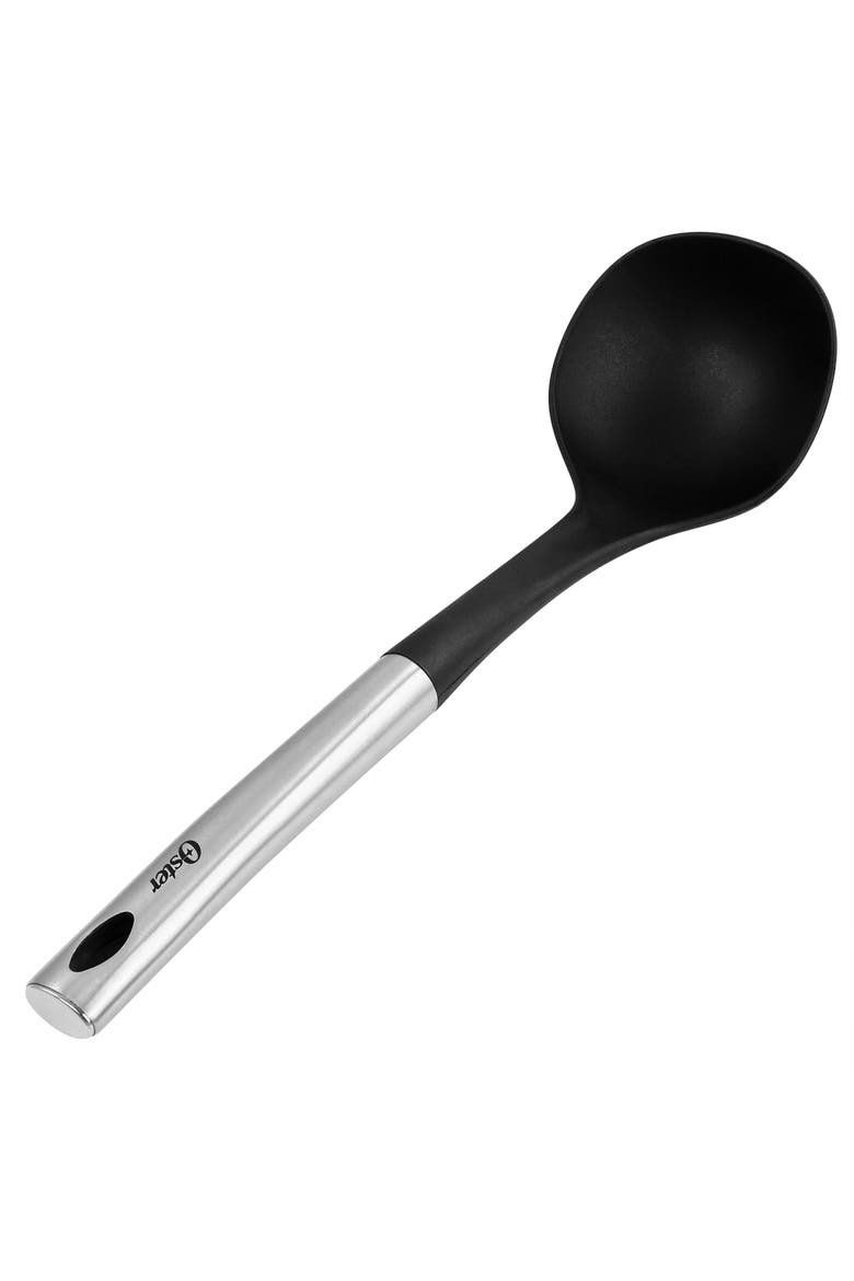 Baldwyn Nylon Ladle Kitchen Utensil with Stainless Steel Handle, Main, color, Black