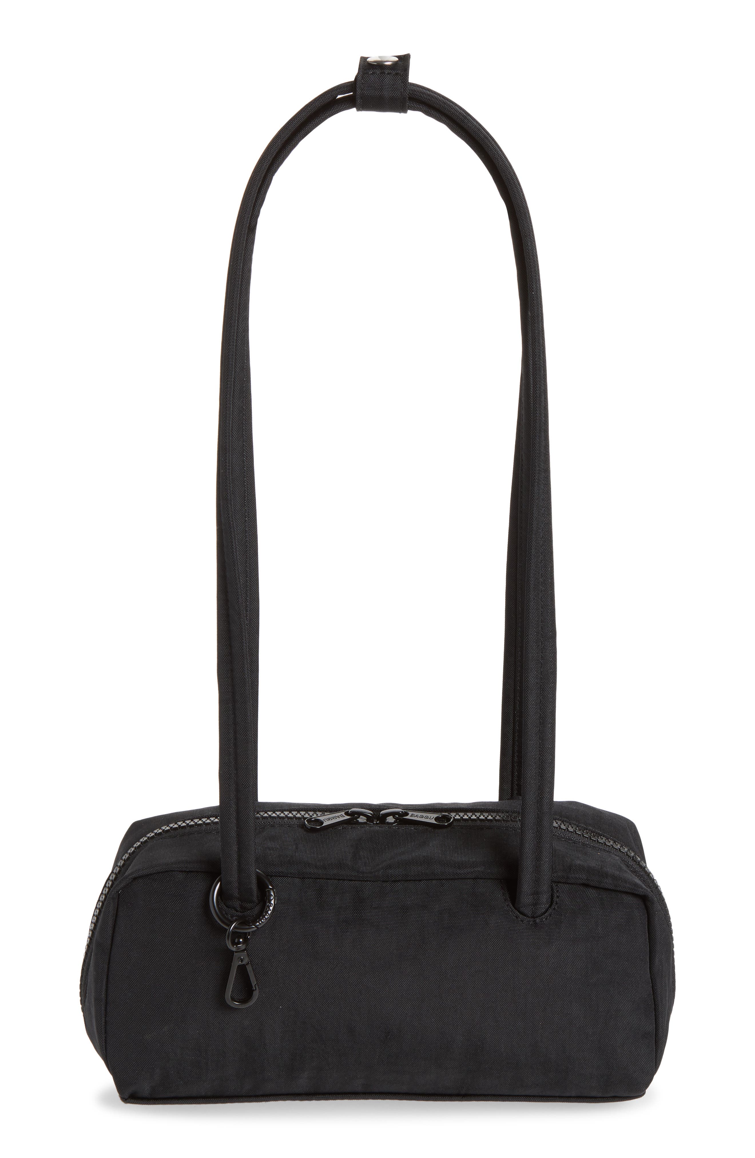 Small Recycled Nylon Bowler Bag, Main, color, BLACK