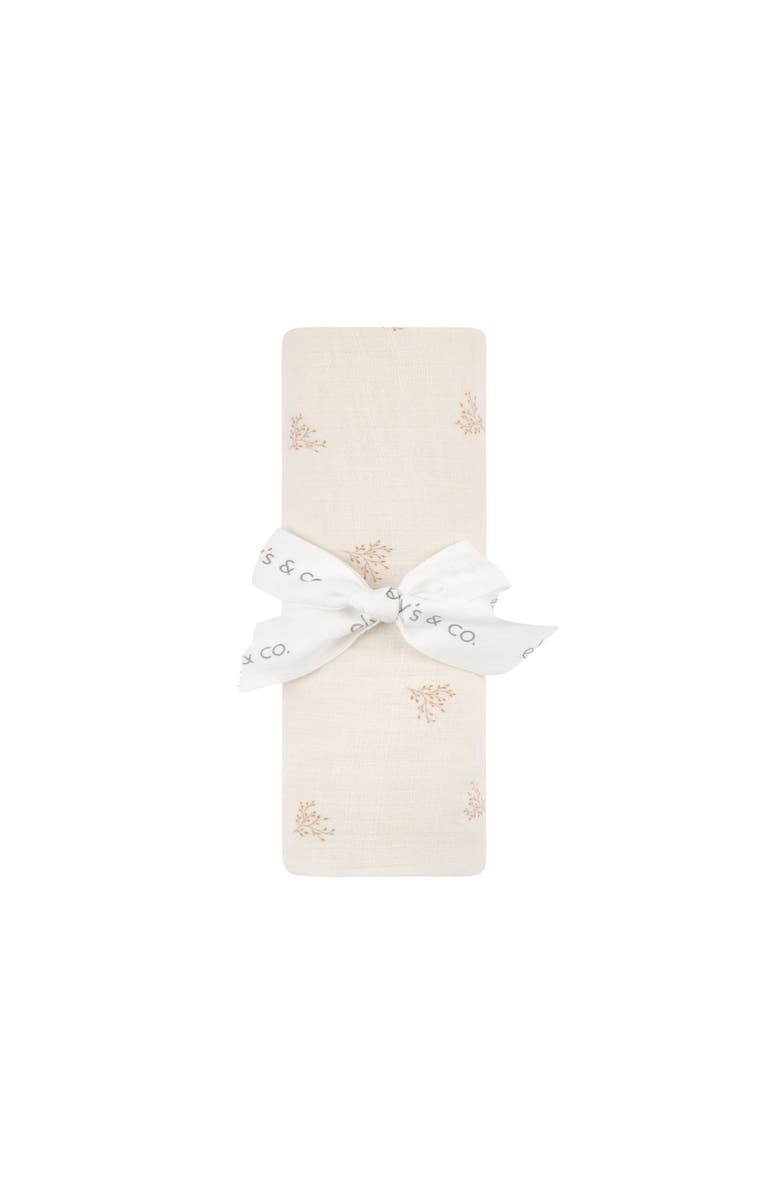 Ely's & Co. Velour Leaf Pattern Collection - Muslin Swaddle, Alternate, color, Ivory/Girl