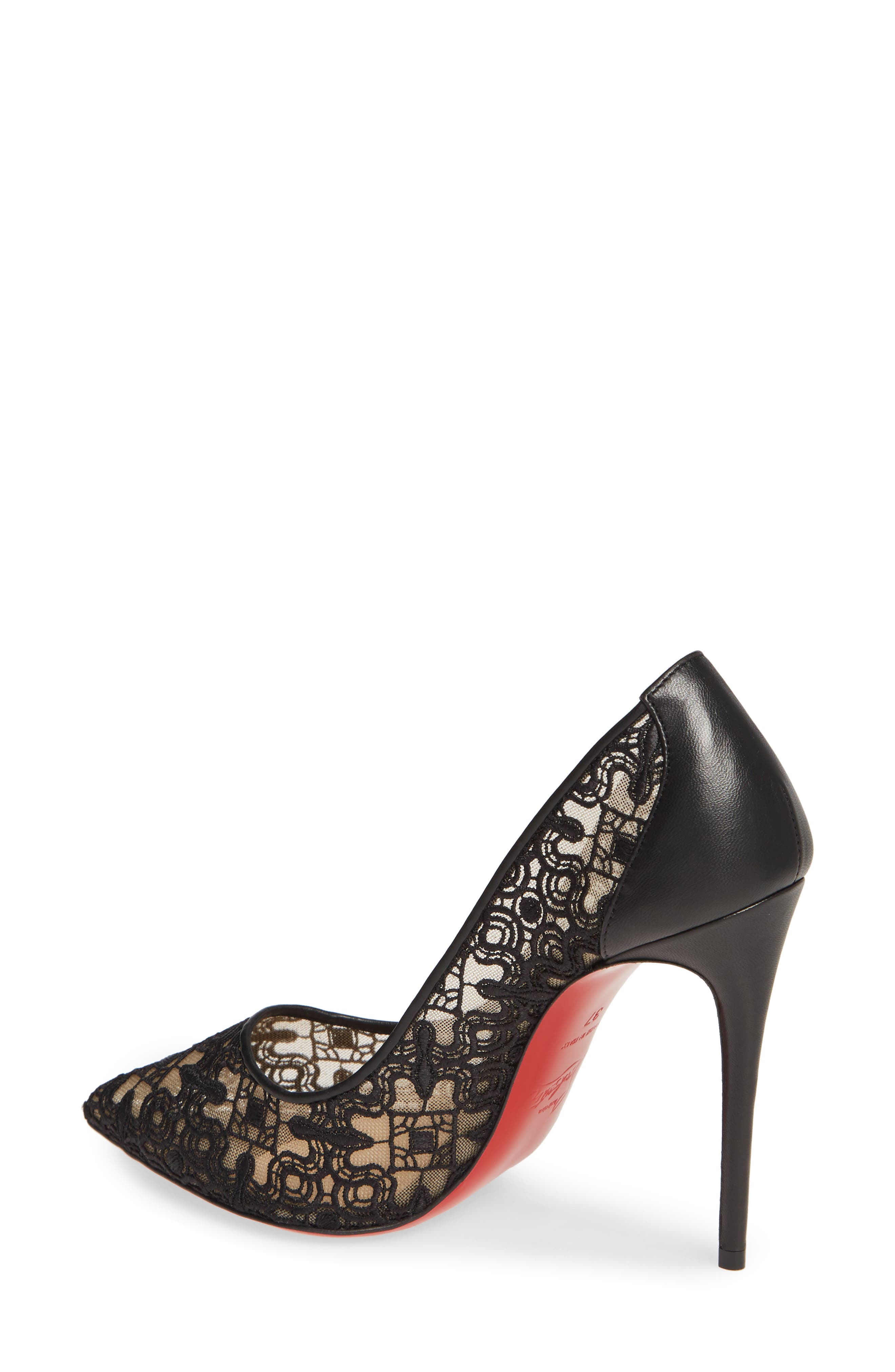 Christian Louboutin Follies Lace Pointed Toe Pump, Alternate, color, 
