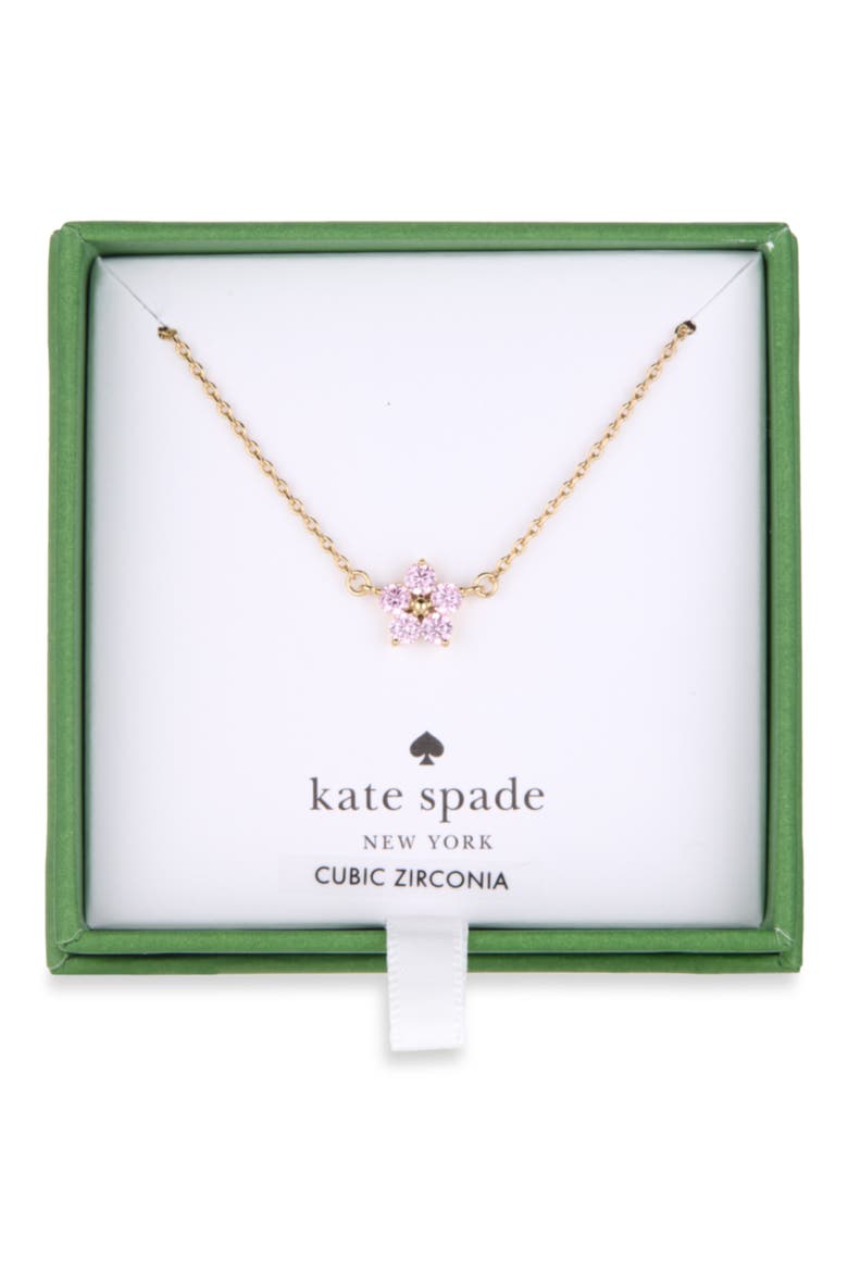 mini flower pendant necklace, Main, color, PINK/ GOLD